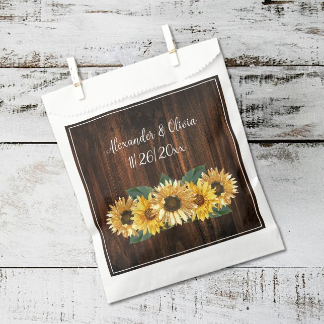 De Papel Bolsa Rustic Sunflower Wedding Favor (Rustic Sunflower Wedding Favor Bags)