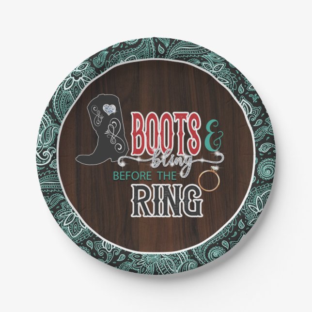 De Papel Botas y Brillo Antes del Plato del Anillo - Turq (Anverso)