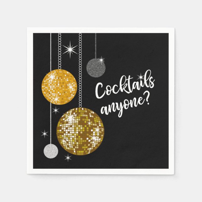 De Papel Cócteles Cualquiera bola disco servilleta (Anverso)