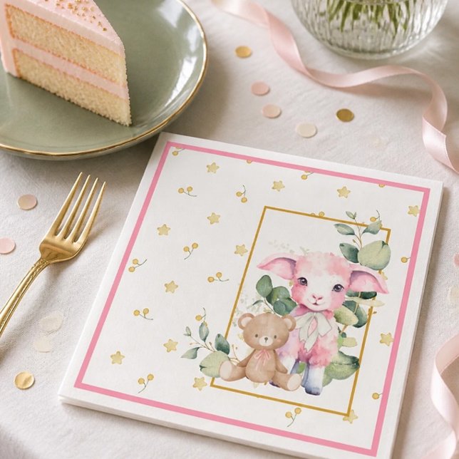 De Papel Corderito | Servilleta para Baby Shower Rosa (Subido por el creador)