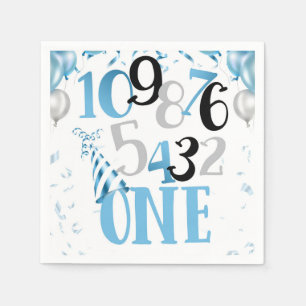 De Papel Cuenta regresiva para una servilleta Fiesta-azul