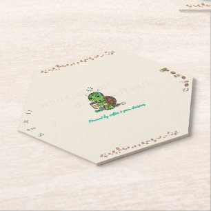 De Papel Cute Turtle Coffee Coaster   Hexágono Posavasos