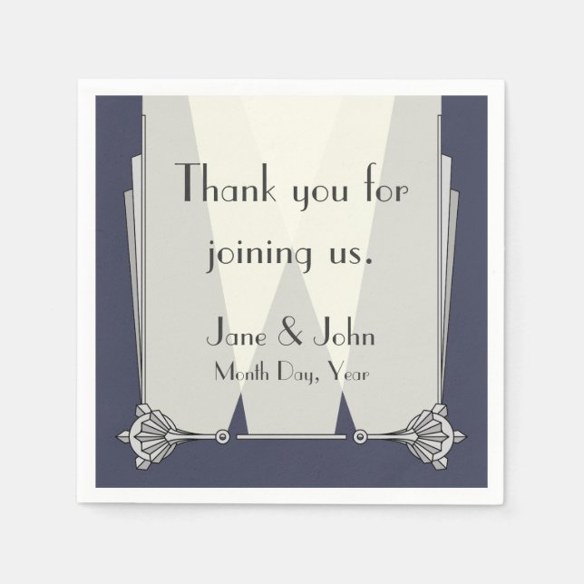 De Papel Deco artístico swanky en la servilleta azul (Anverso)