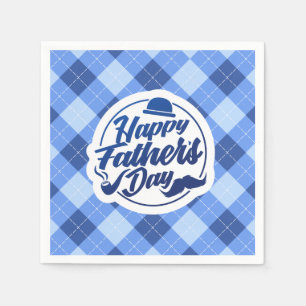 De Papel Día del padre feliz azul simple Servilleta