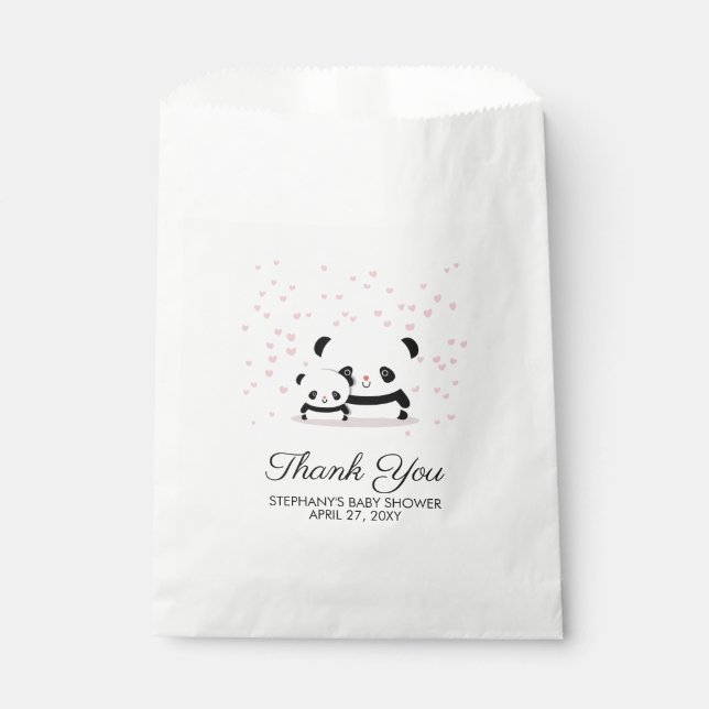 De Papel Elegante Panda Cute Baby Shower Gracias Bolsa (Anverso)