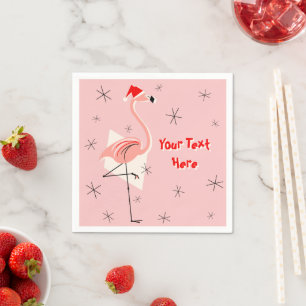 De Papel Flamingo Santa Pink Textos servilleta