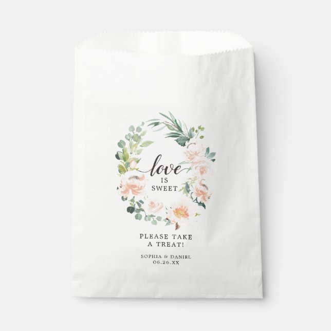 De Papel Fleur Jolie Floral Favor Bolsa El amor es dulce (Anverso)