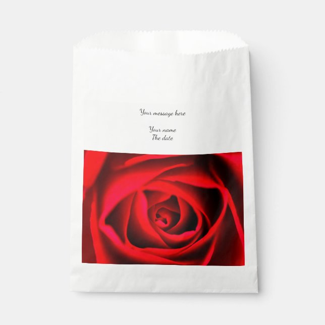 De Papel Flor rosa roja Bolsa Favor (Anverso)
