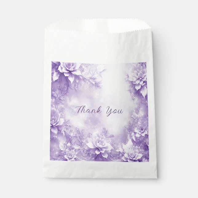 De Papel Flores blancas moradas favorecen la bolsa (Anverso)