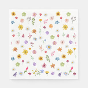 De Papel Flores silvestres coloridas y vibrantes servilleta