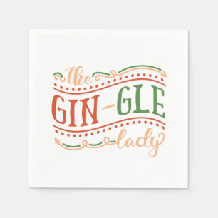 De Papel Funny Gin-gle Lady Navidades   Servilleta