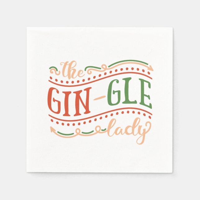 De Papel Funny Gin-gle Lady Navidades | Servilleta (Anverso)