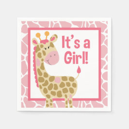 De Papel Giraffe rosa Es una servilleta Baby Shower Chica