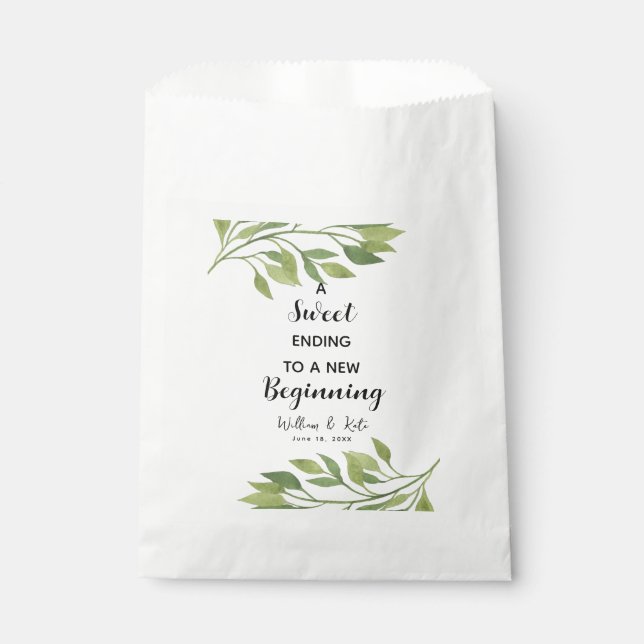 De Papel hoja verde Boda Favor Bolsa Sweet Ending (Anverso)