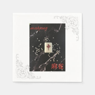 De Papel La servilleta mahjong asiática con el Dragón Rojo