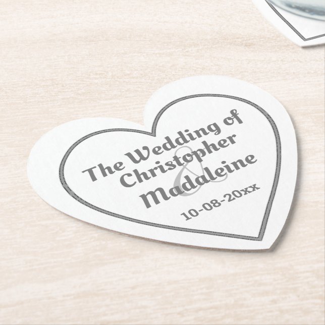 De Papel Letras grises plateadas sencillas en una posavasos (En perspectiva)