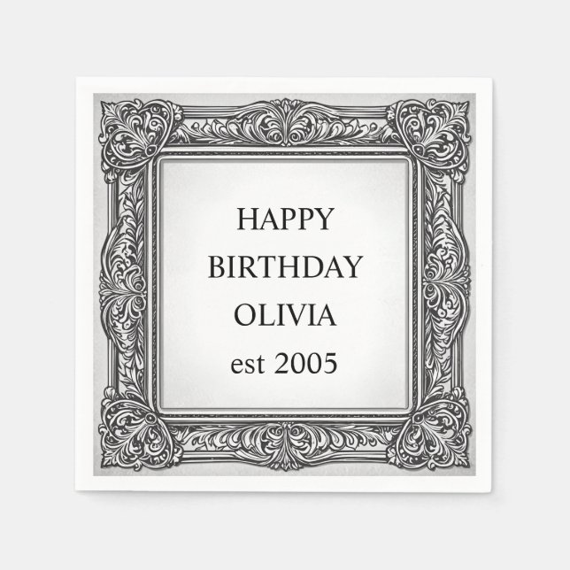De Papel Marco para servilleta personalizado con volutas vi (Anverso)