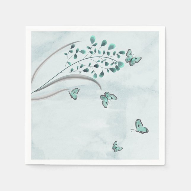 De Papel mariposas azules servilleta floral (Anverso)