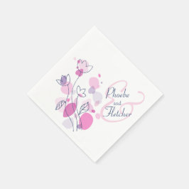 De Papel Moderno confetti flor nombre fecha boda servilleta