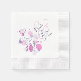 De Papel Moderno confetti flor nombre fecha boda servilleta