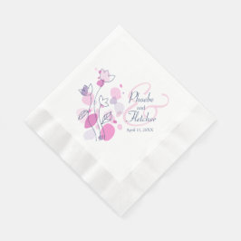 De Papel Moderno confetti flor nombre fecha boda servilleta