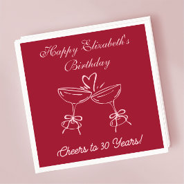 De Papel Modernos saludos rojos y rosados a la servilleta d