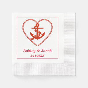 De Papel Nautical Anchor Heart Boda servilleta
