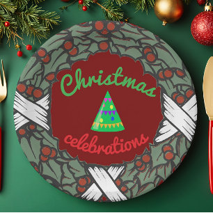 De Papel Navidades celebraciones plato fiesta