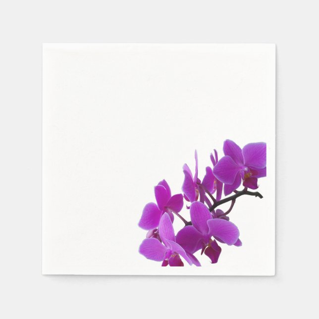 De Papel Orquídeas moradas sobre una servilleta blanca (Anverso)
