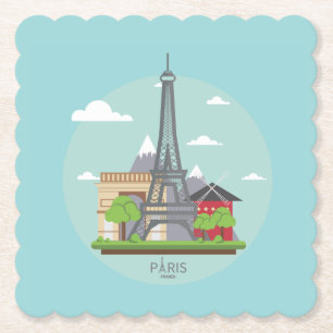 De Papel París Francia Monumentos Torre Eiffel Posavasos