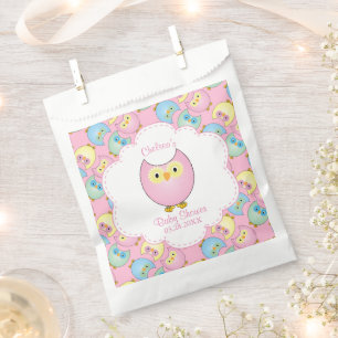 De Papel Pastel Lechuza Rosada Bebé Ducha Tema Favor Bolsa