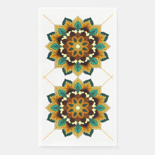 De Papel Patrón Mandala 02 en la servilleta amarilla y bron