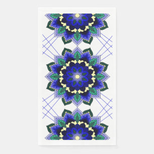 De Papel Patrón Mandala 02 en servilleta azul oscuro