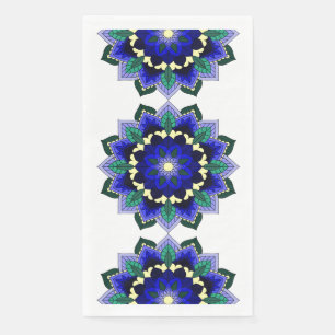 De Papel Patrón Mandala 02 en servilleta azul oscuro