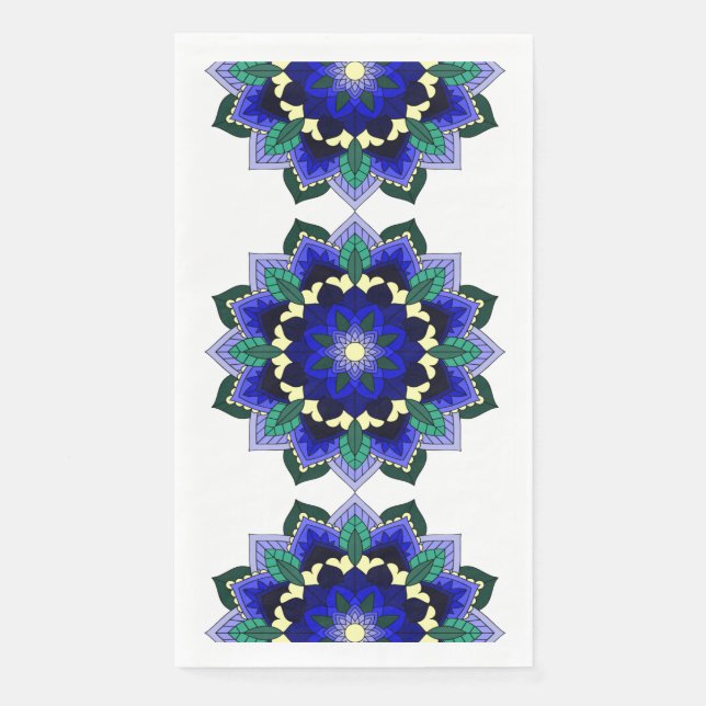 De Papel Patrón Mandala 02 en servilleta azul oscuro (Anverso)