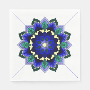 De Papel Patrón Mandala 02 en servilleta azul oscuro