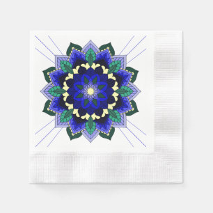 De Papel Patrón Mandala 02 en servilleta azul oscuro