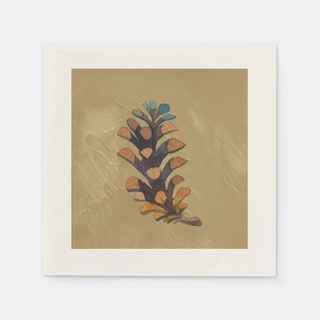 De Papel Pine Cone en la servilleta Taupe Fall (Anverso)