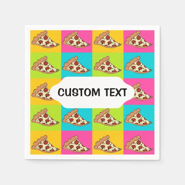 De Papel Pizza slices personalizado cocktail servilleta (Anverso)