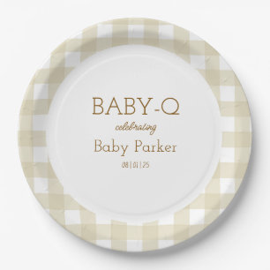De Papel Plato Circular Baby-Q Gingham Beige 2