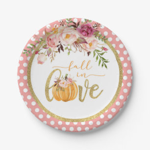 De Papel Plato Fall in Love - Puntos Rosas