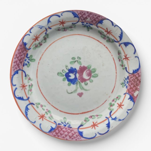 De Papel Plato Floral Antiguo 9" (Anverso)