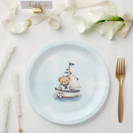 De Papel Plato para Baby Shower Little Sailor