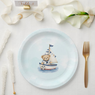 De Papel Plato para Baby Shower Little Sailor