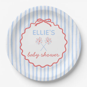 De Papel Plato para Baby Shower Rojo Blanco y Próximo