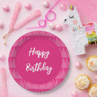 De Papel Plato rosa texto editable