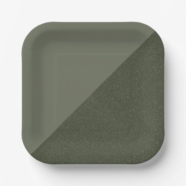 De Papel Plato Verde Musgo Diagonal (Anverso)