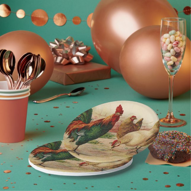 De Papel Pollo vintage cualquier plato fiesta (Multi)