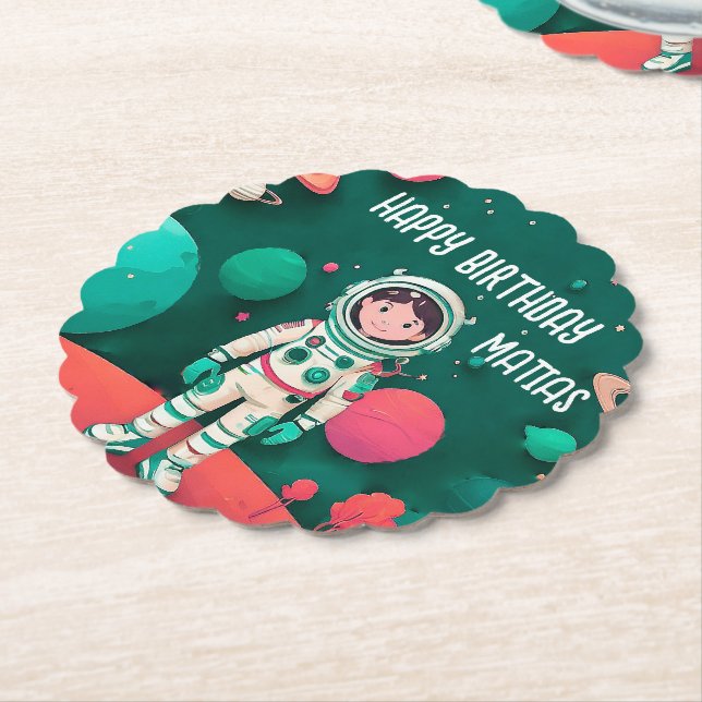 De Papel Posavasos cumpleaños personalizado (En perspectiva)