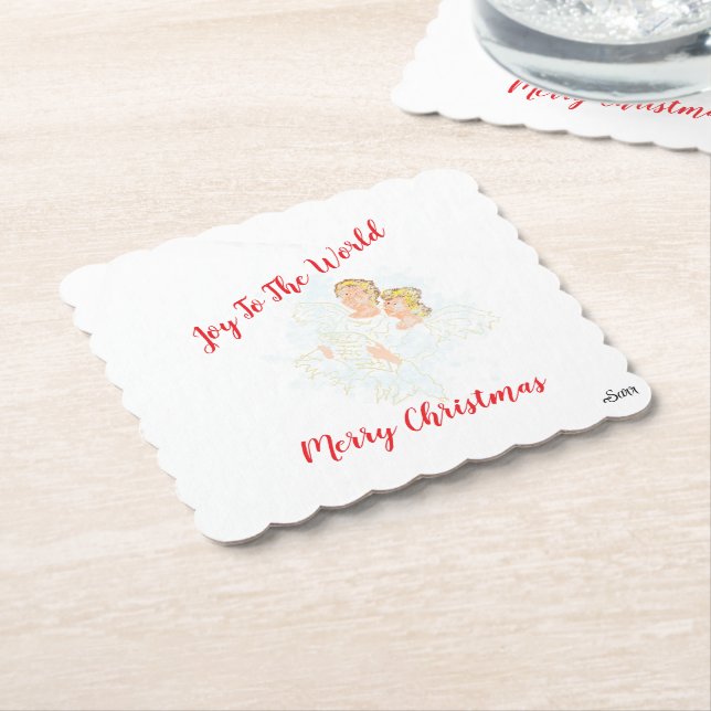 De Papel Posavasos Feliz Navidad . (En perspectiva)